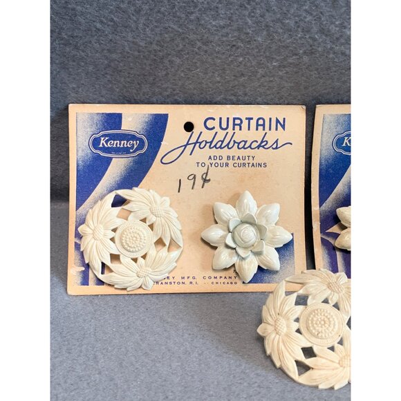 Vintage Kenney Curtain Holdbacks Floral Design Set of 6 Original Packaging - Picture 2 of 11